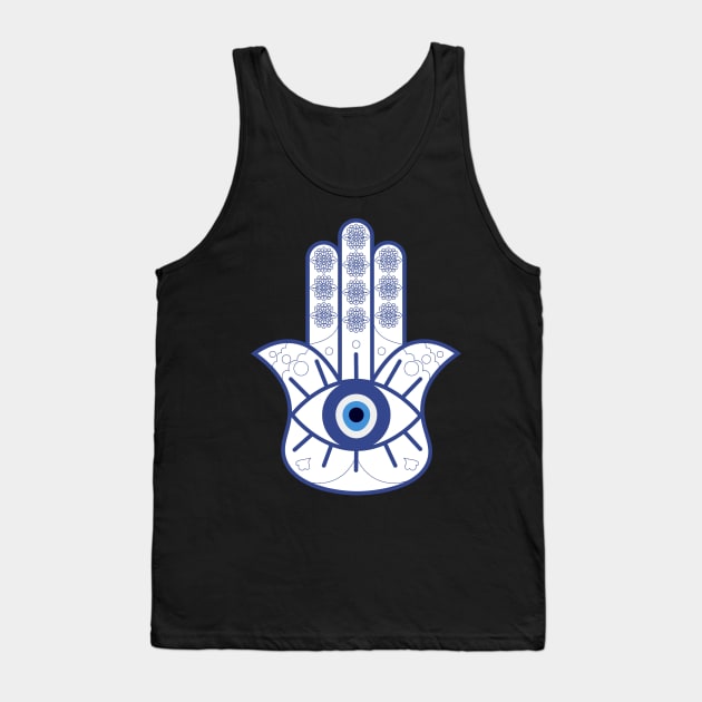 Hamsa Hand with Evil Eye Tank Top by tatadonets